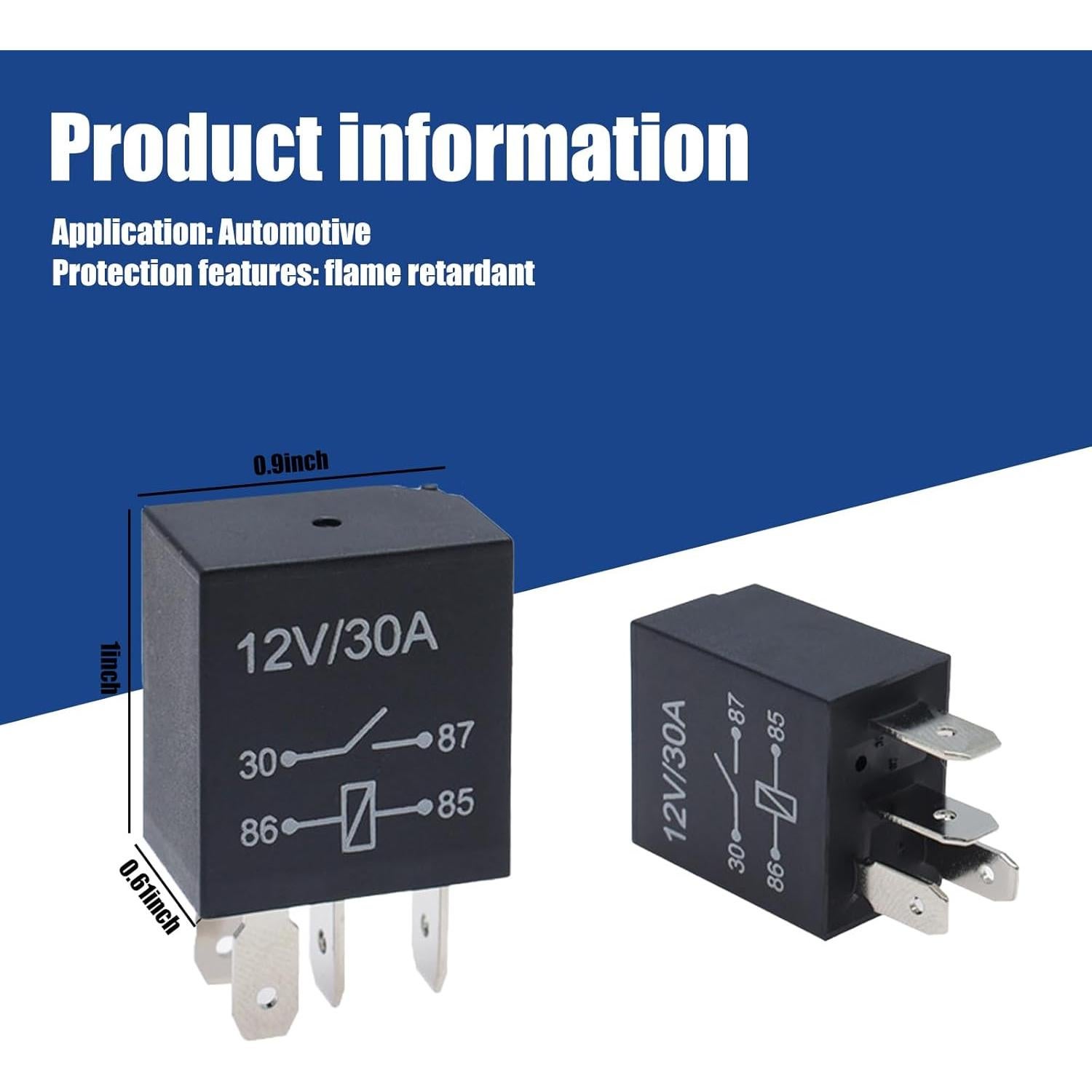 Relé Automotriz GKmow 2 PCS 12V 30A Cuatro Pines Ignífugo