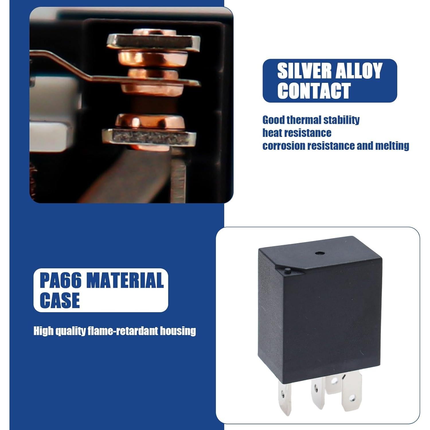 Relé Automotriz GKmow 2 PCS 12V 30A Cuatro Pines Ignífugo