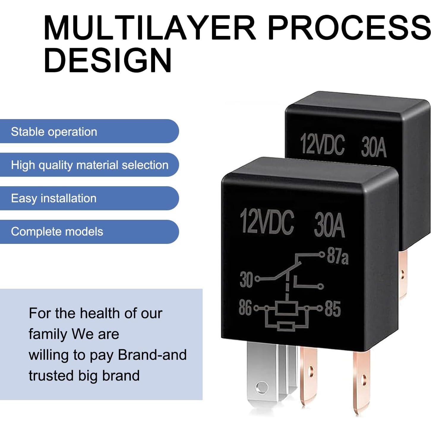 Pack 4 Relés de Coche 12V 30A 5 Pines Lekudo Impermeables