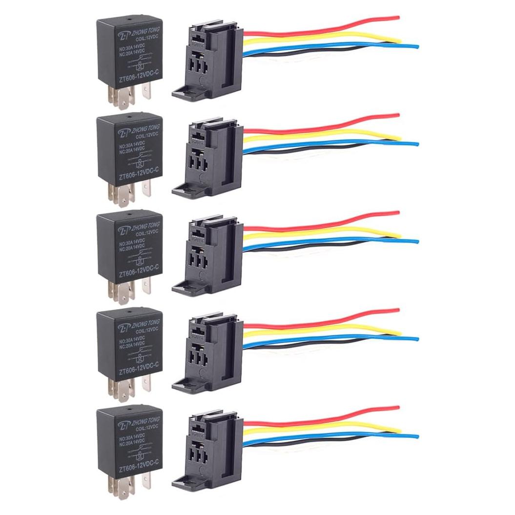 Relé Automotriz ESUPPORT 12V 30A 5 Pines Impermeable - Paquete de 5
