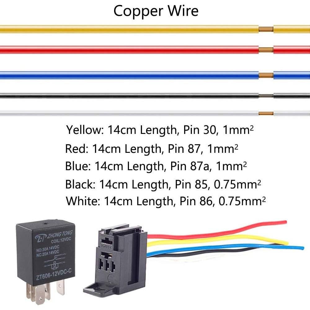 Relé Automotriz ESUPPORT 12V 30A 5 Pines Impermeable - Paquete de 5