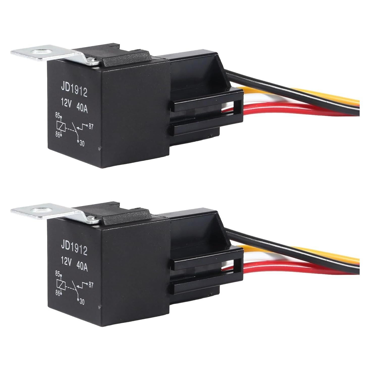 Relé de Coche DIANN 2pcs 12V 40A 4 Pines con Cables Etiquetados