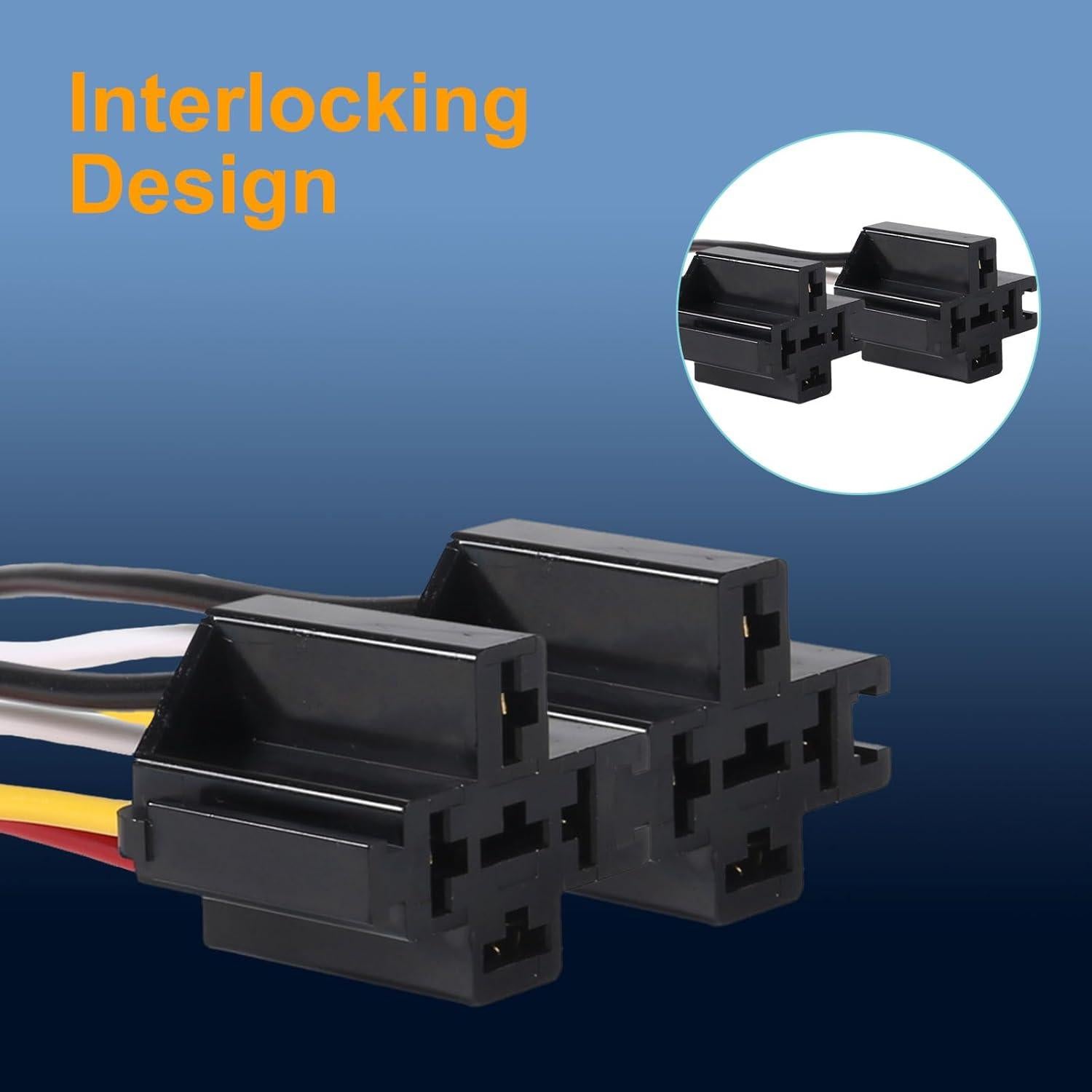 Relé de Coche DIANN 2pcs 12V 40A 4 Pines con Cables Etiquetados