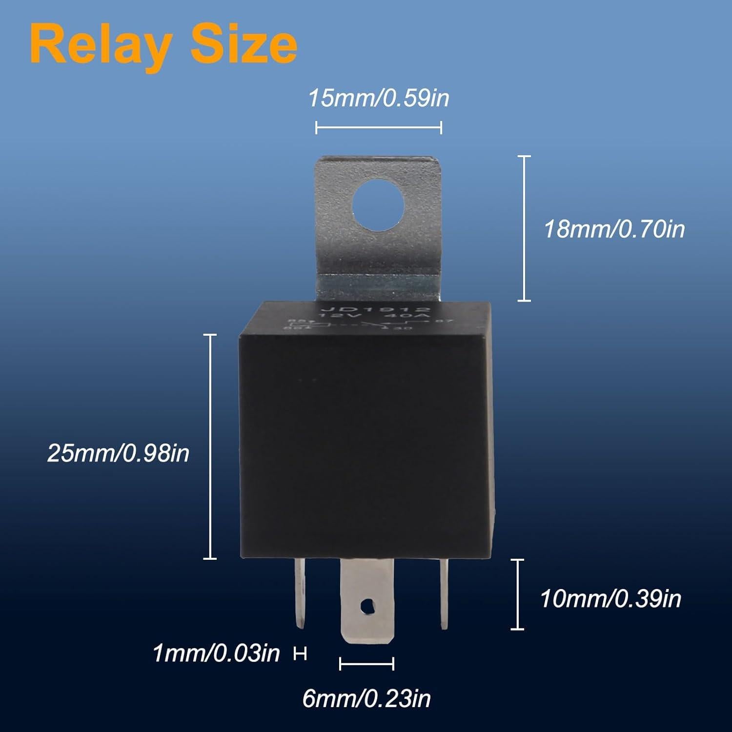 Relé de Coche DIANN 2pcs 12V 40A 4 Pines con Cables Etiquetados