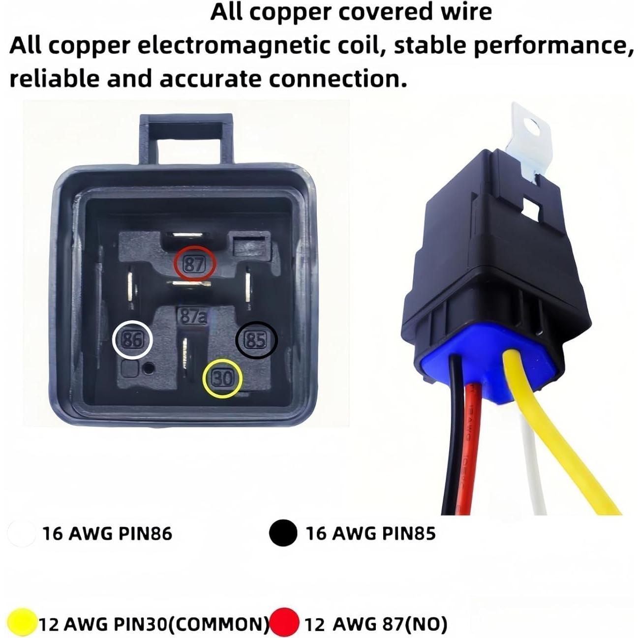 Relé Automotriz Resistente al Agua 40A 12V DC Losato - Paquete de 2