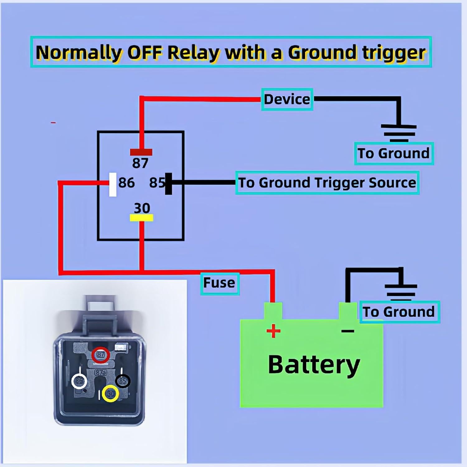 Relé Automotriz Resistente al Agua 40A 12V DC Losato - Paquete de 2