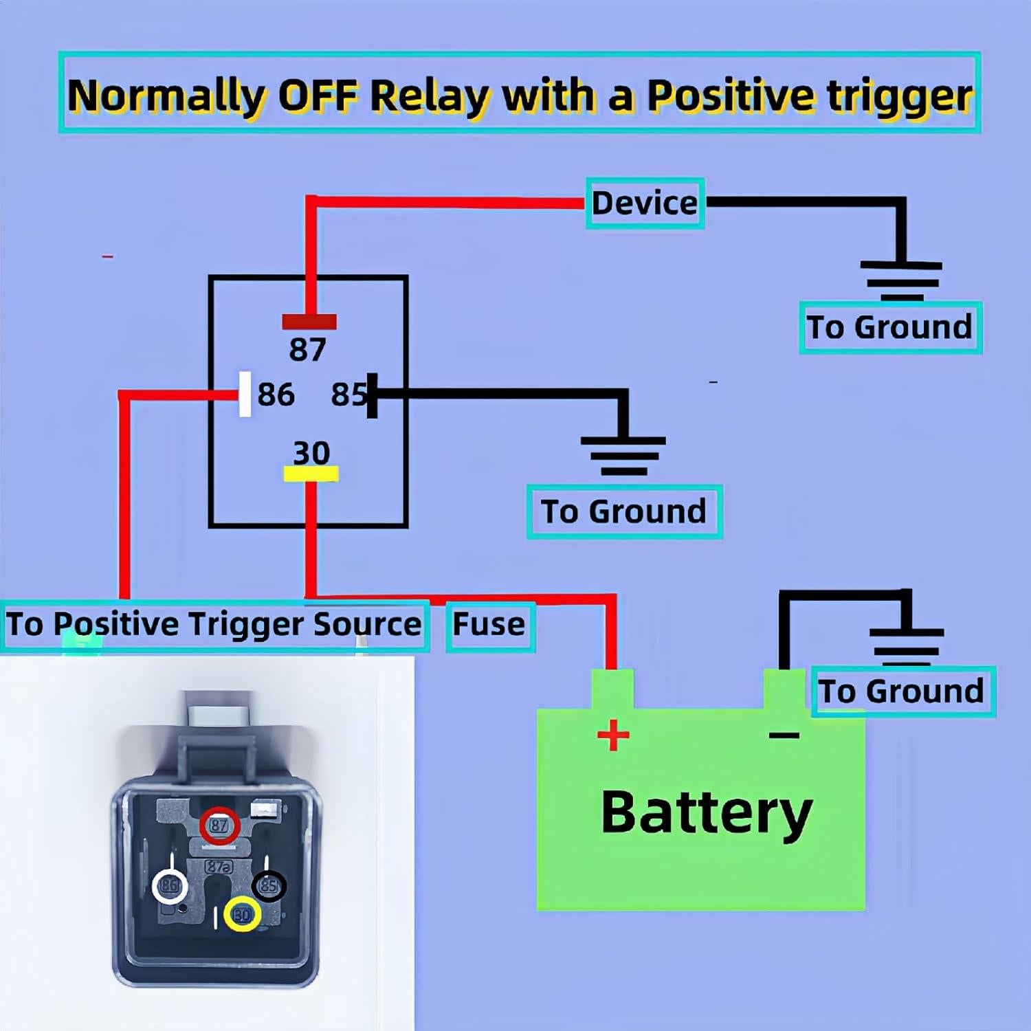Relé Automotriz Resistente al Agua 40A 12V DC Losato - Paquete de 2