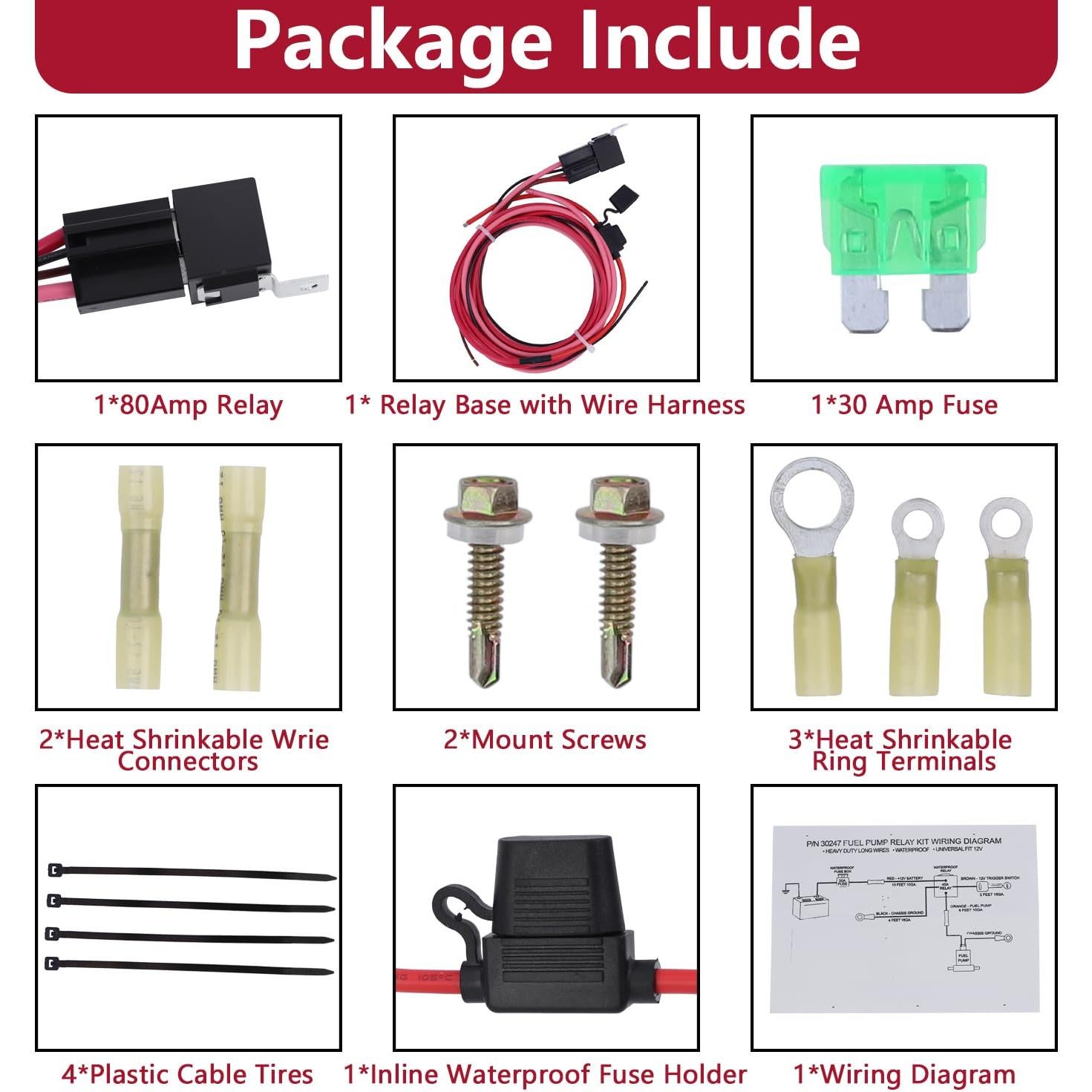 Kit Relé Bomba Combustible Eléctrica 80A Woclon 12V Impermeable