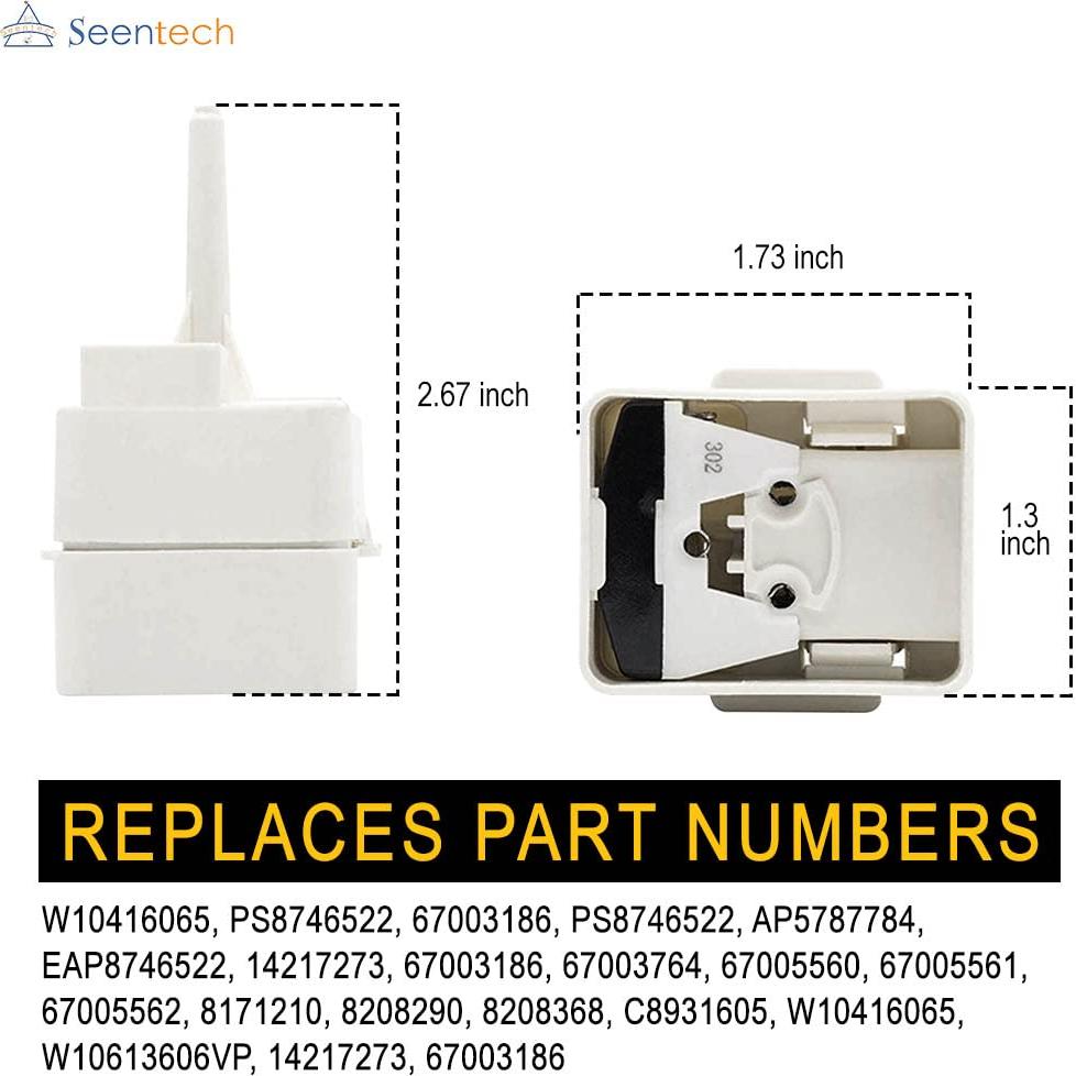 Relé de Arranque Compresor Refrigerador W10613606 Seentech - Compatible Whirlpool Kenmore