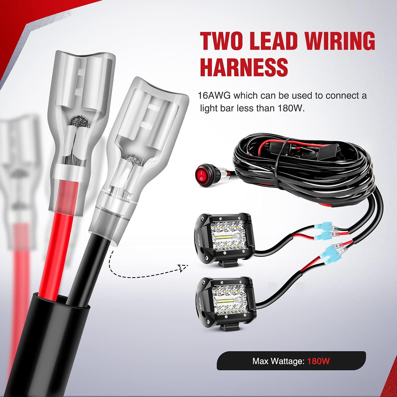 Kit de Cableado LED Nilight 16AWG 12V con 2 Conectores