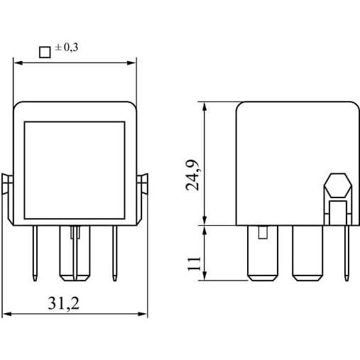 Relé Mini de Cambio Bosch 0986332041 - 5 Pines, 12V, Amarillo