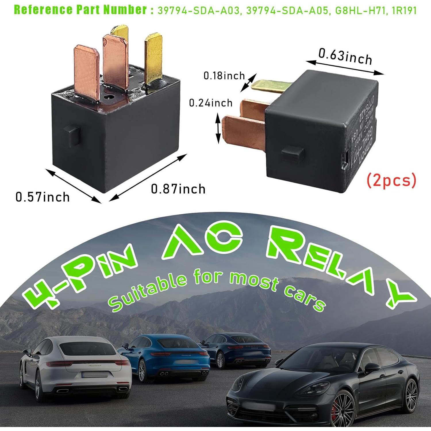 Relé de AC de Coche Augeny 12V 30A 2 Piezas Compatible