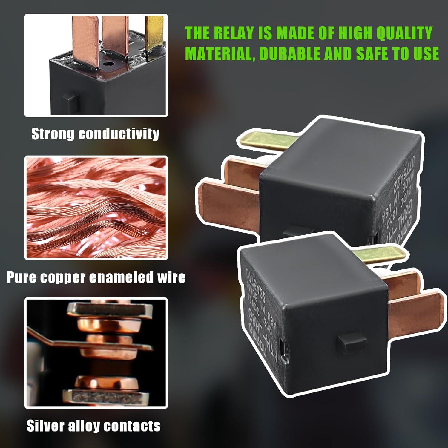 Relé de AC de Coche Augeny 12V 30A 2 Piezas Compatible