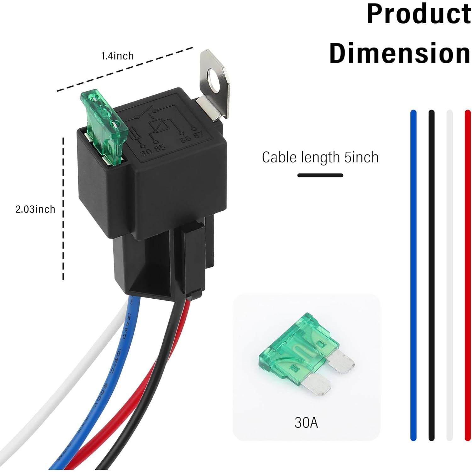 Relé de 4 Pines 12V Stacool con Fusible 30A para Automóviles