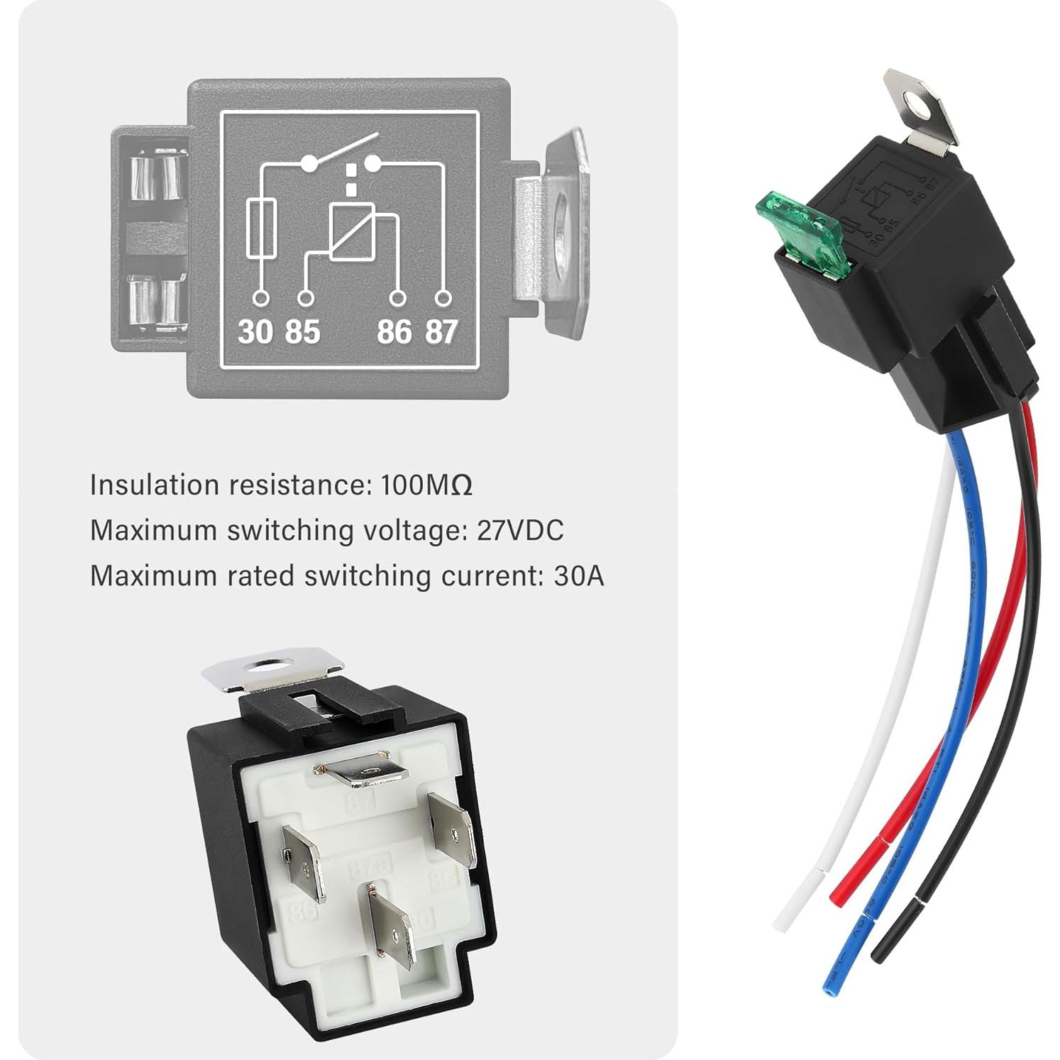 Relé de 4 Pines 12V Stacool con Fusible 30A para Automóviles