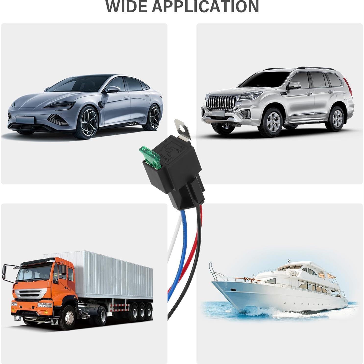 Relé de 4 Pines 12V Stacool con Fusible 30A para Automóviles