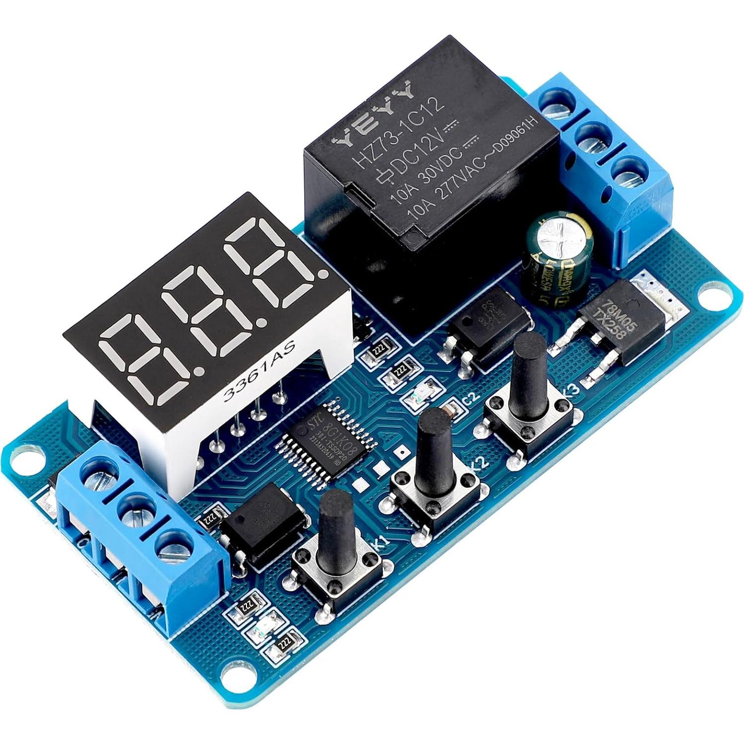 Relé Temporizador 12V DROK con Pantalla LED 4 Modos