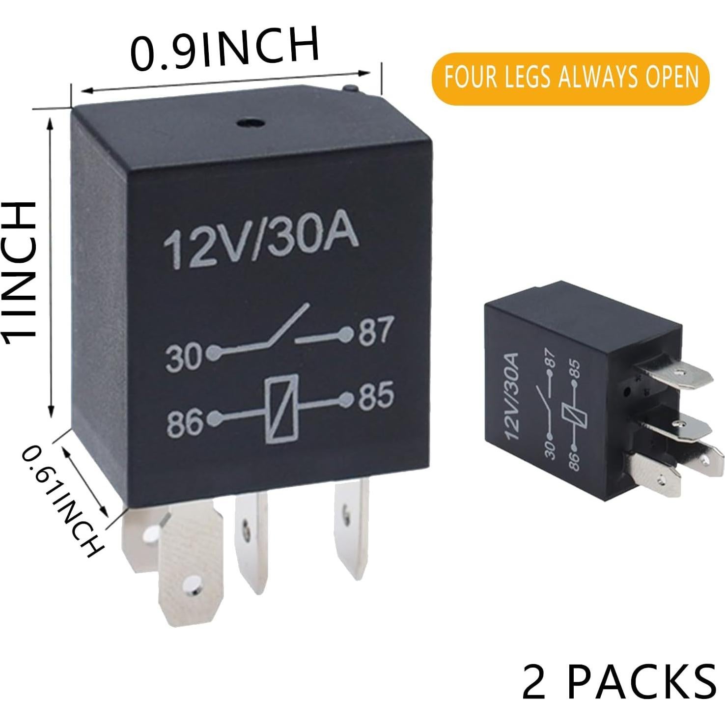 Relé Automático Jitrendo 4 Pines 12V 30A a Prueba de Agua - 2 Pcs
