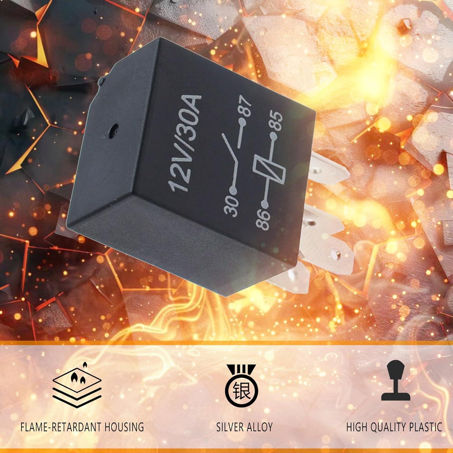 Relé Automático Jitrendo 4 Pines 12V 30A a Prueba de Agua - 2 Pcs