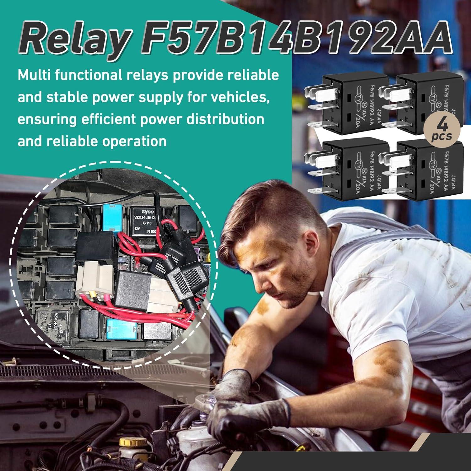 4 Relés Automotrices F57B14B192AA 10A/20A para Ford y más