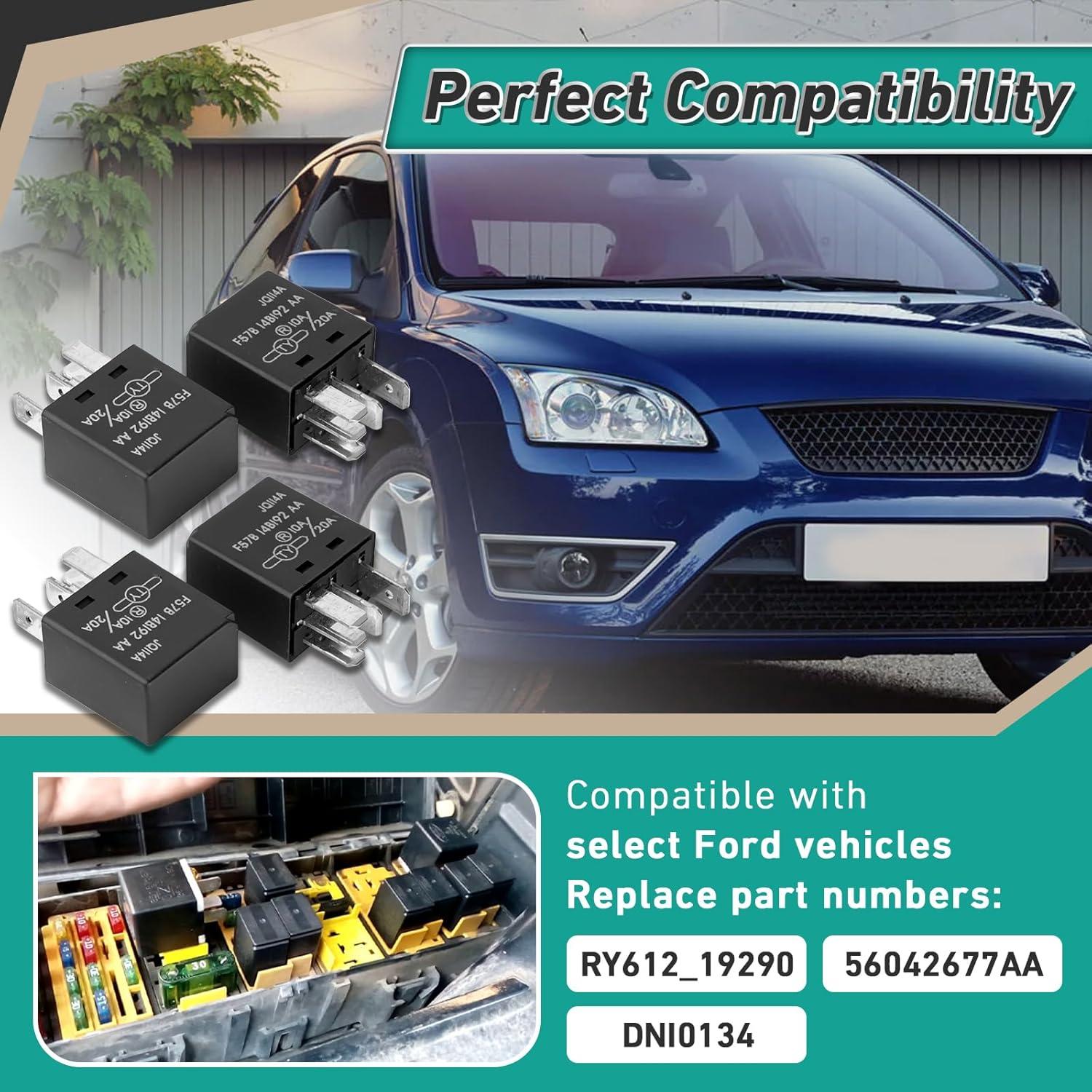 4 Relés Automotrices F57B14B192AA 10A/20A para Ford y más