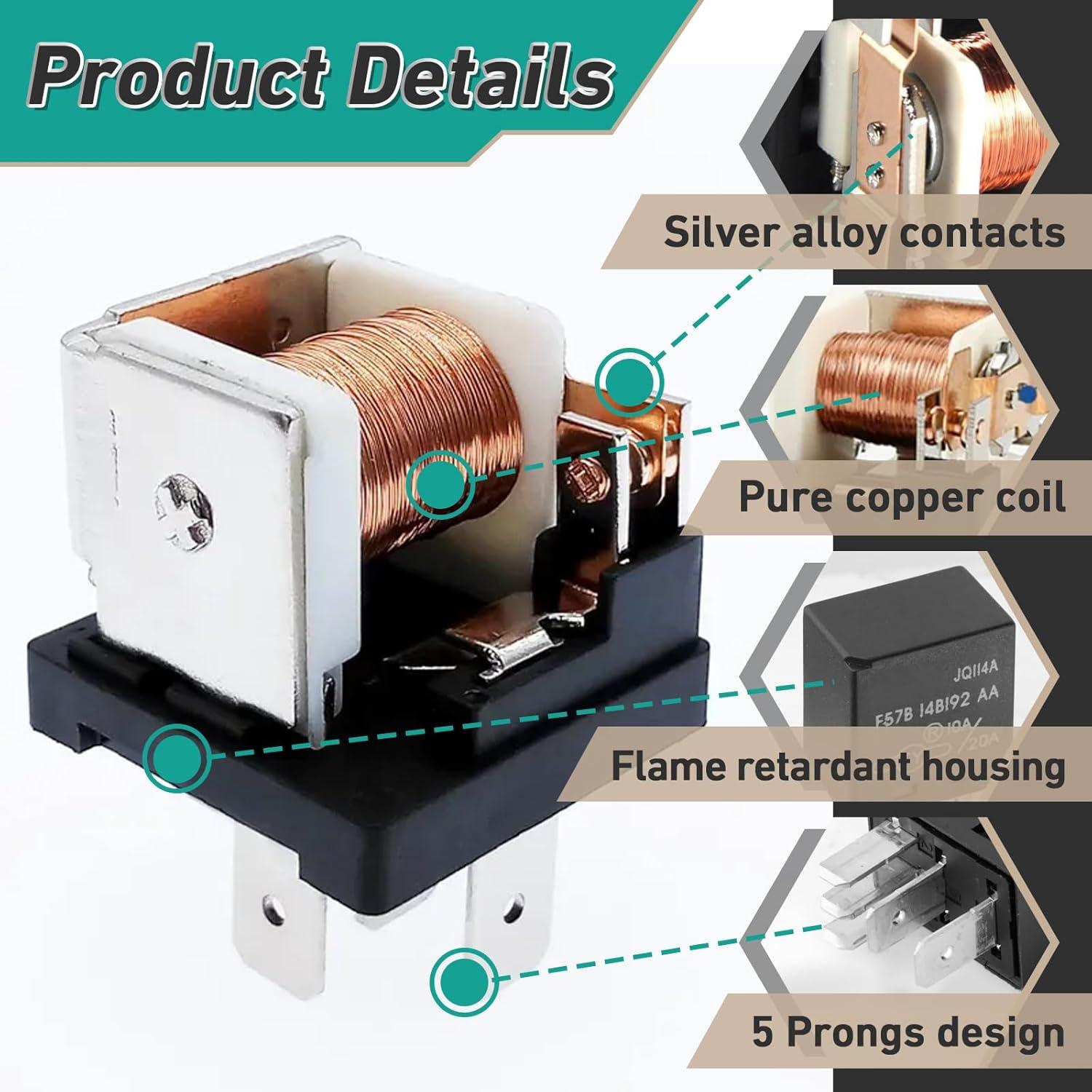 4 Relés Automotrices F57B14B192AA 10A/20A para Ford y más