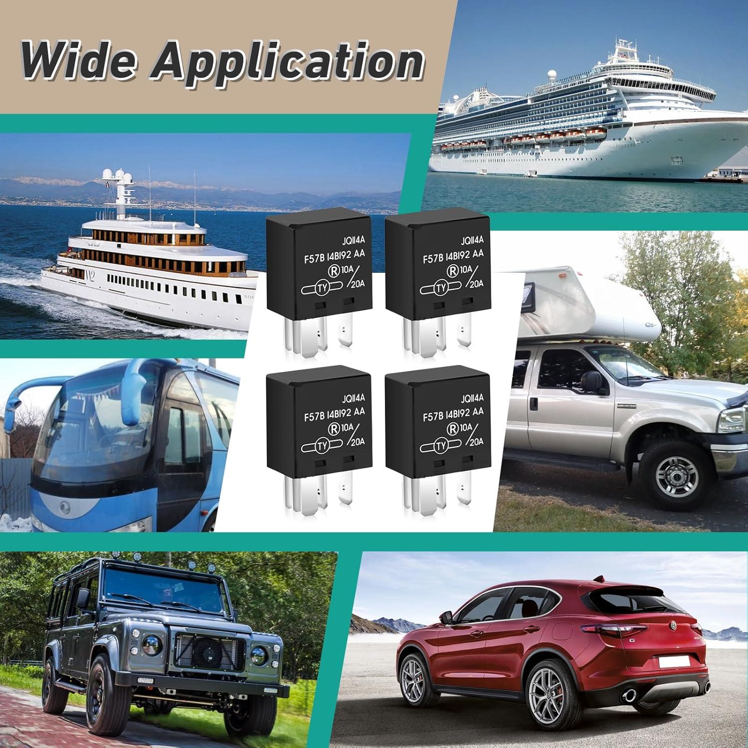 4 Relés Automotrices F57B14B192AA 10A/20A para Ford y más