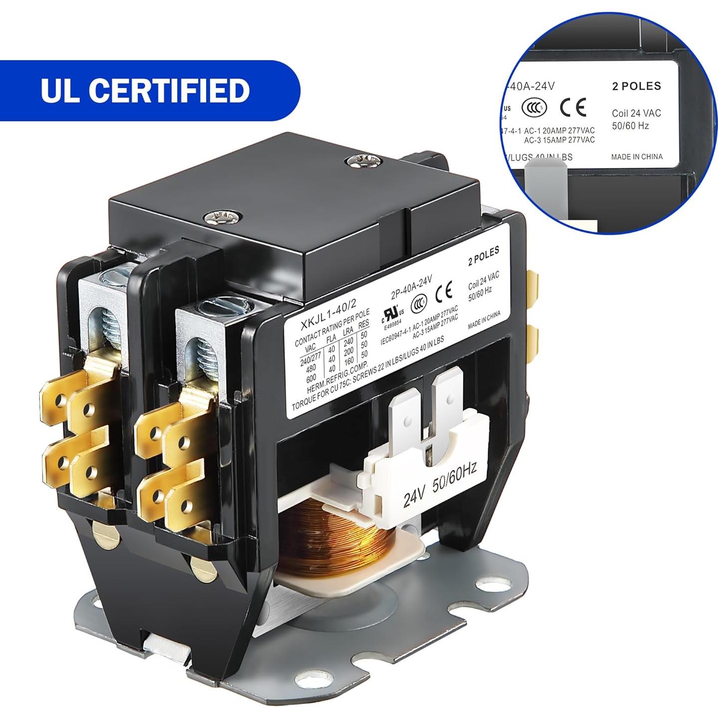 Contactor Dreyoo 24V 40A 2 Polos para Aire Acondicionado