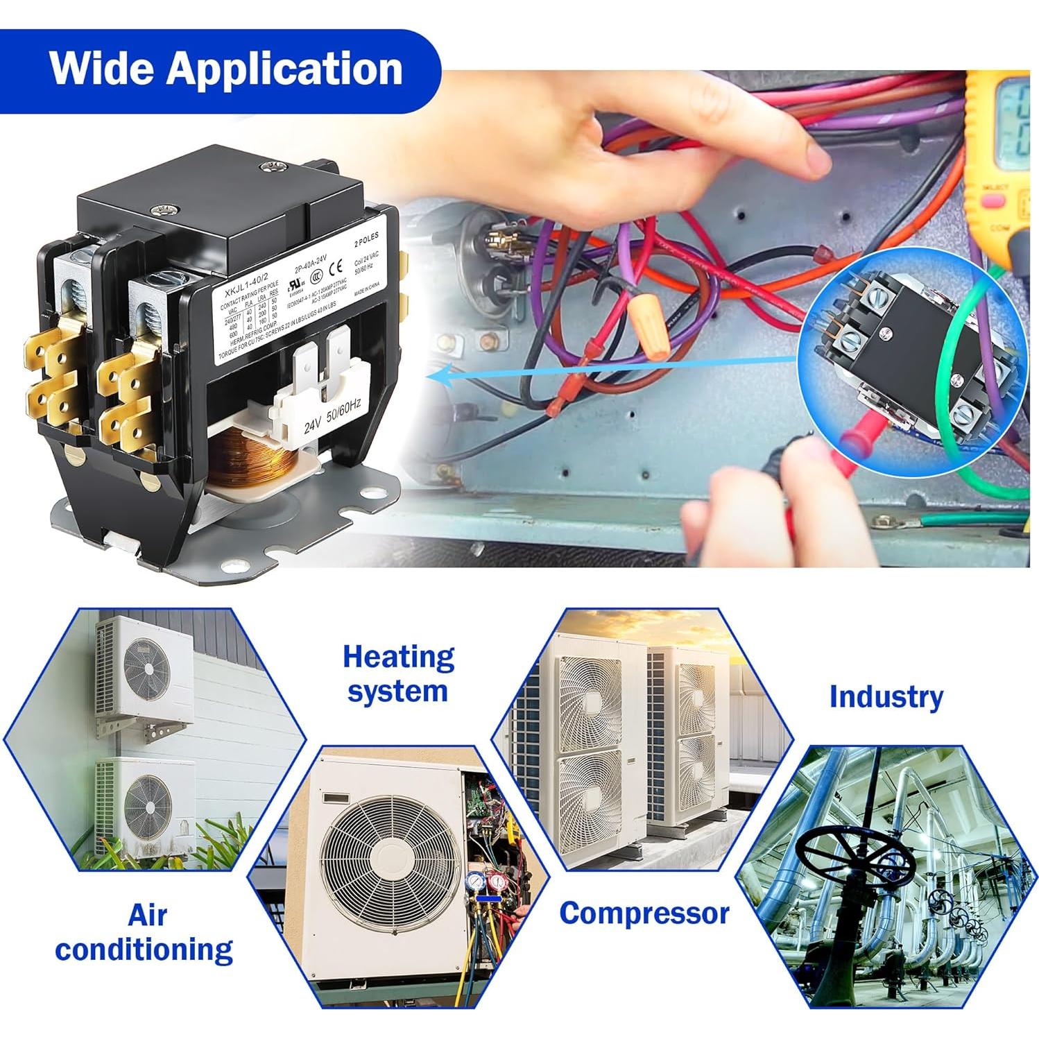 Contactor Dreyoo 24V 40A 2 Polos para Aire Acondicionado