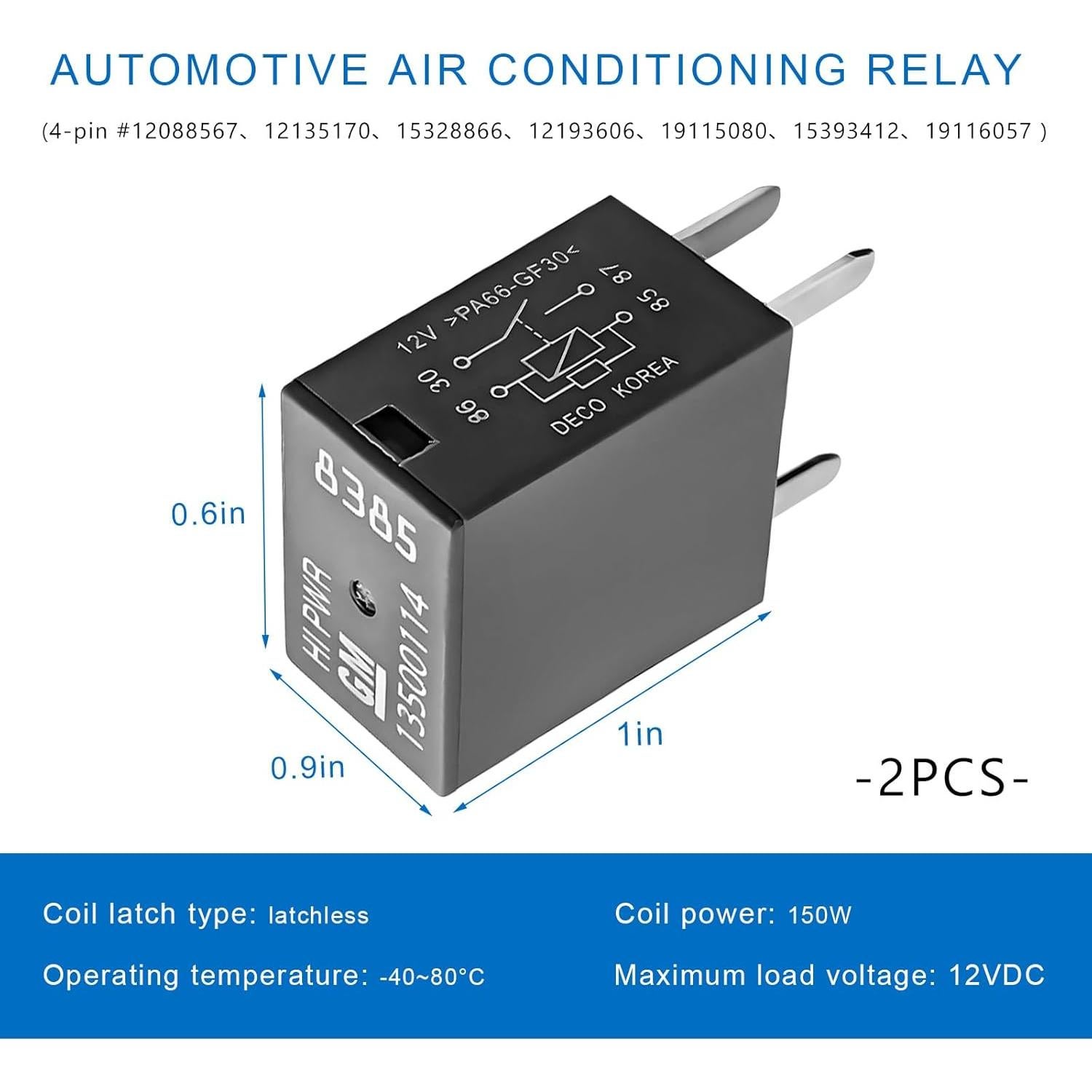Relé de Aire Acondicionado ZNDAW 12V 40A 4 Pines - 2 PCS