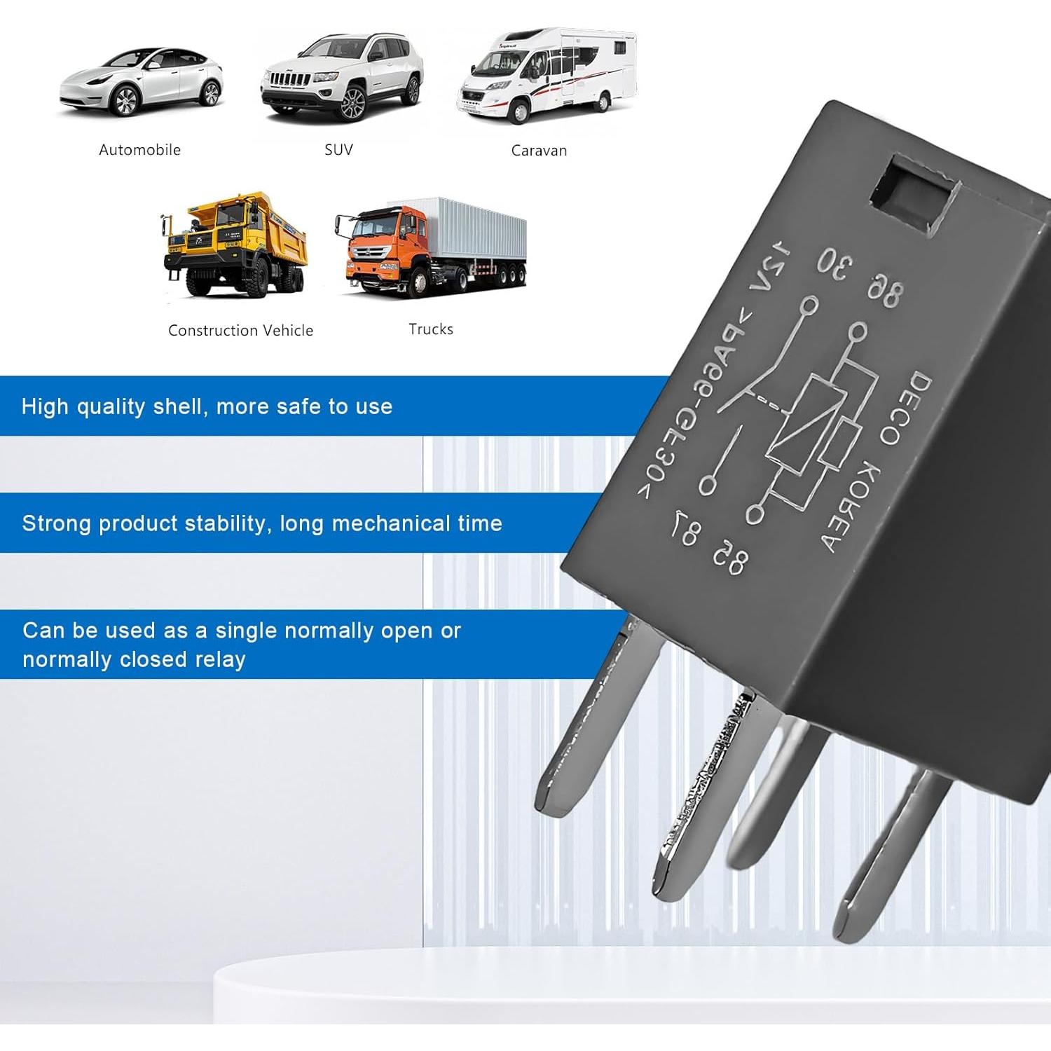 Relé de Aire Acondicionado ZNDAW 12V 40A 4 Pines - 2 PCS