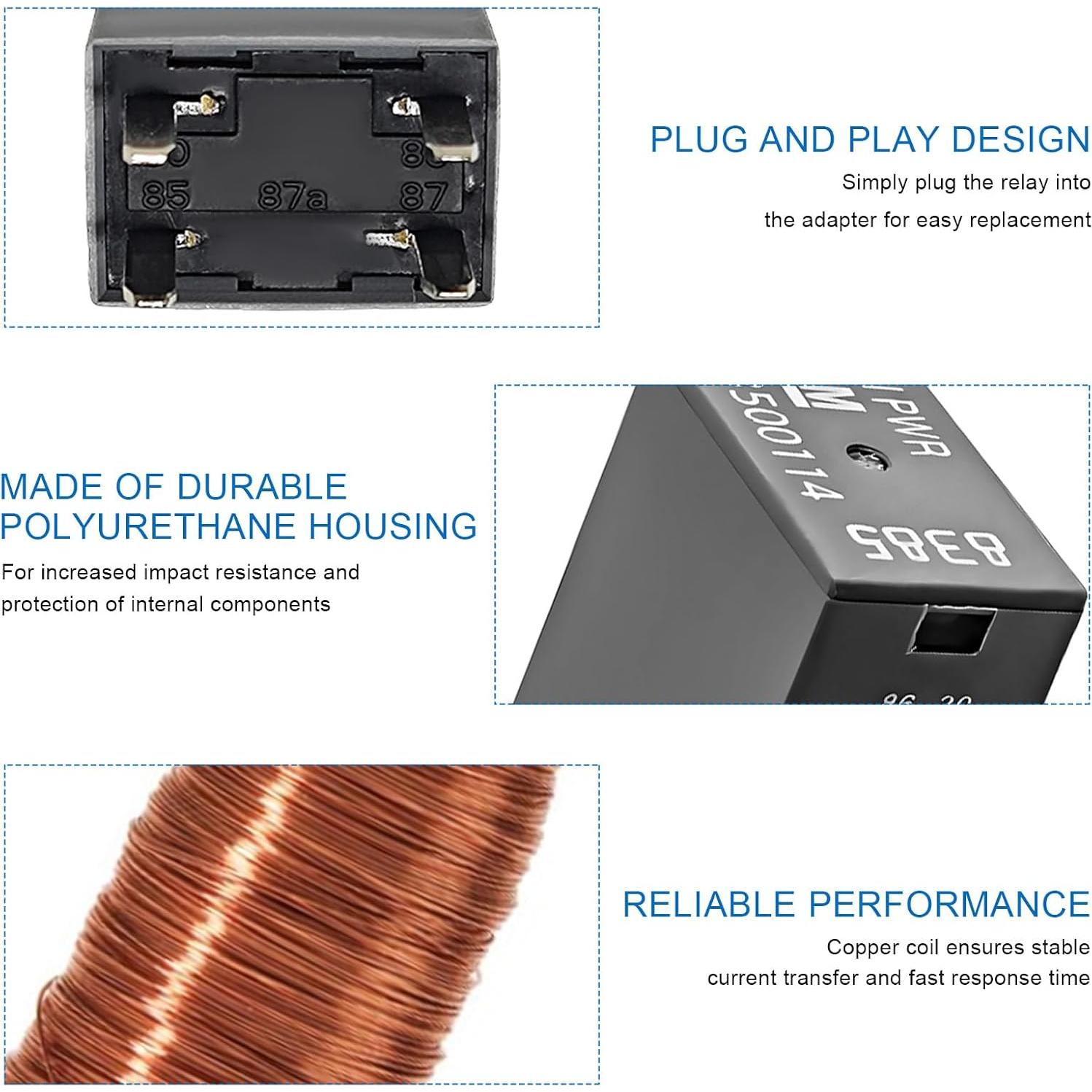 Relé de Aire Acondicionado ZNDAW 12V 40A 4 Pines - 2 PCS