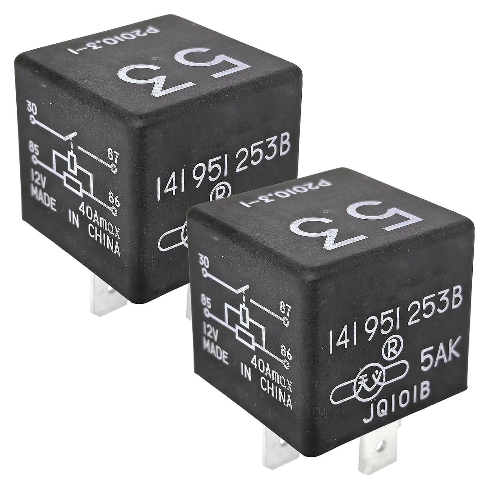 Paquete de 2 Relés 141951253B 53 12V 30A/40A para Volkswagen/Audi
