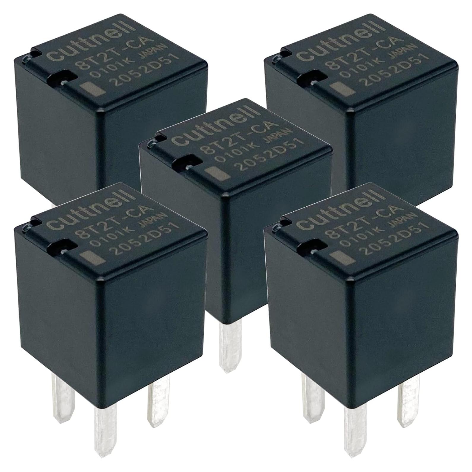 Paquete de 5 Relés Automotrices 12VDC 20A Cuttnell 4 Pines