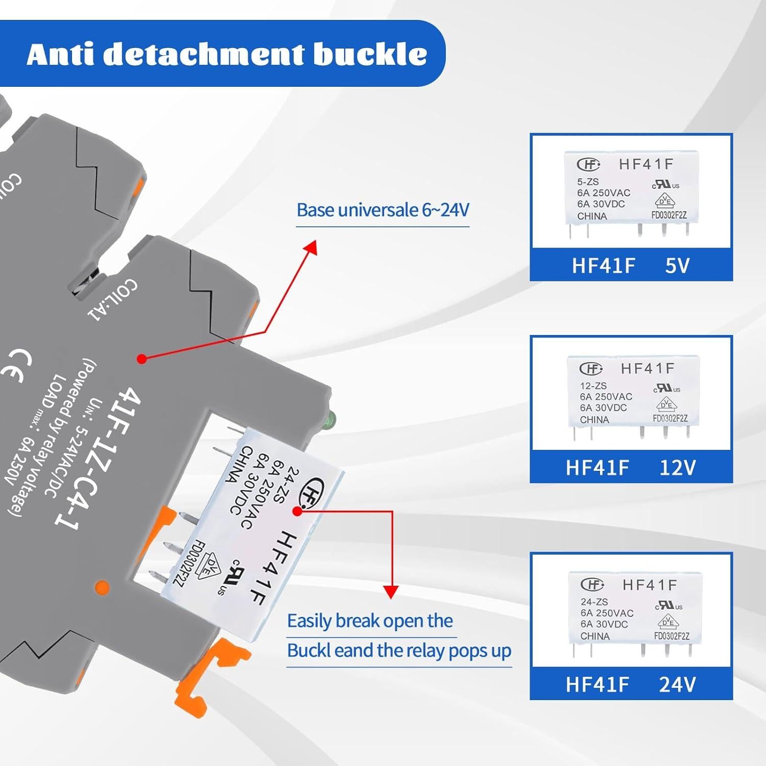 Relés Electromagnéticos 24V Releywell HF41F 10pcs 6A