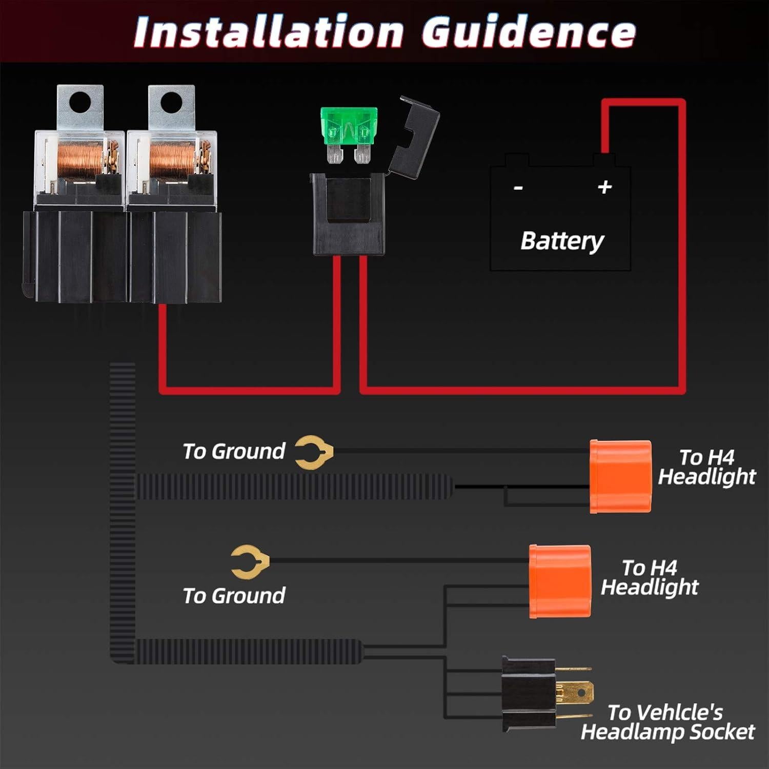 Arnés de Relé H4 RENMAII-LIGHT para Faros LED Toyota Tacoma