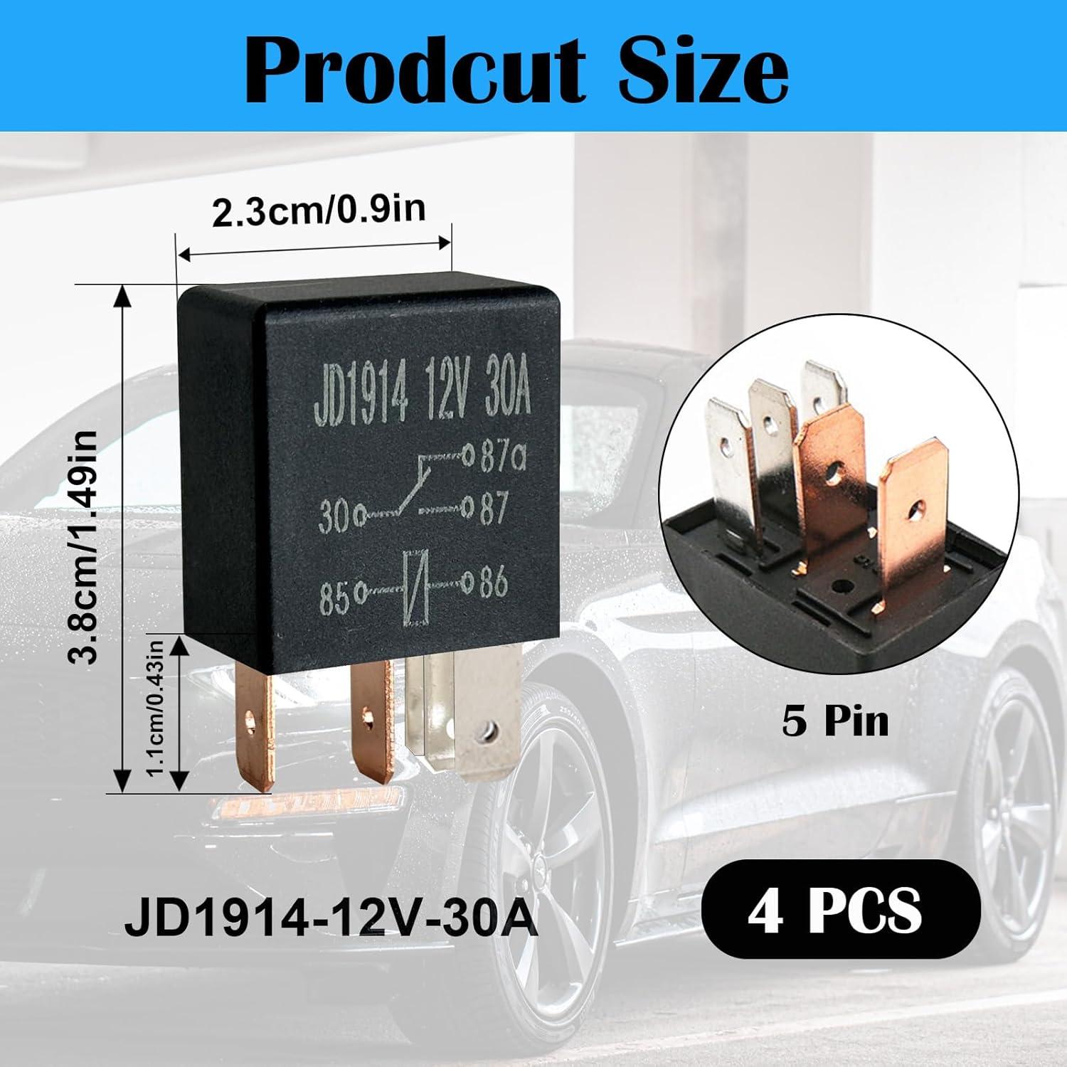 4 Relés de 5 Pines 12V 30A Kalmaegee para Automóvil