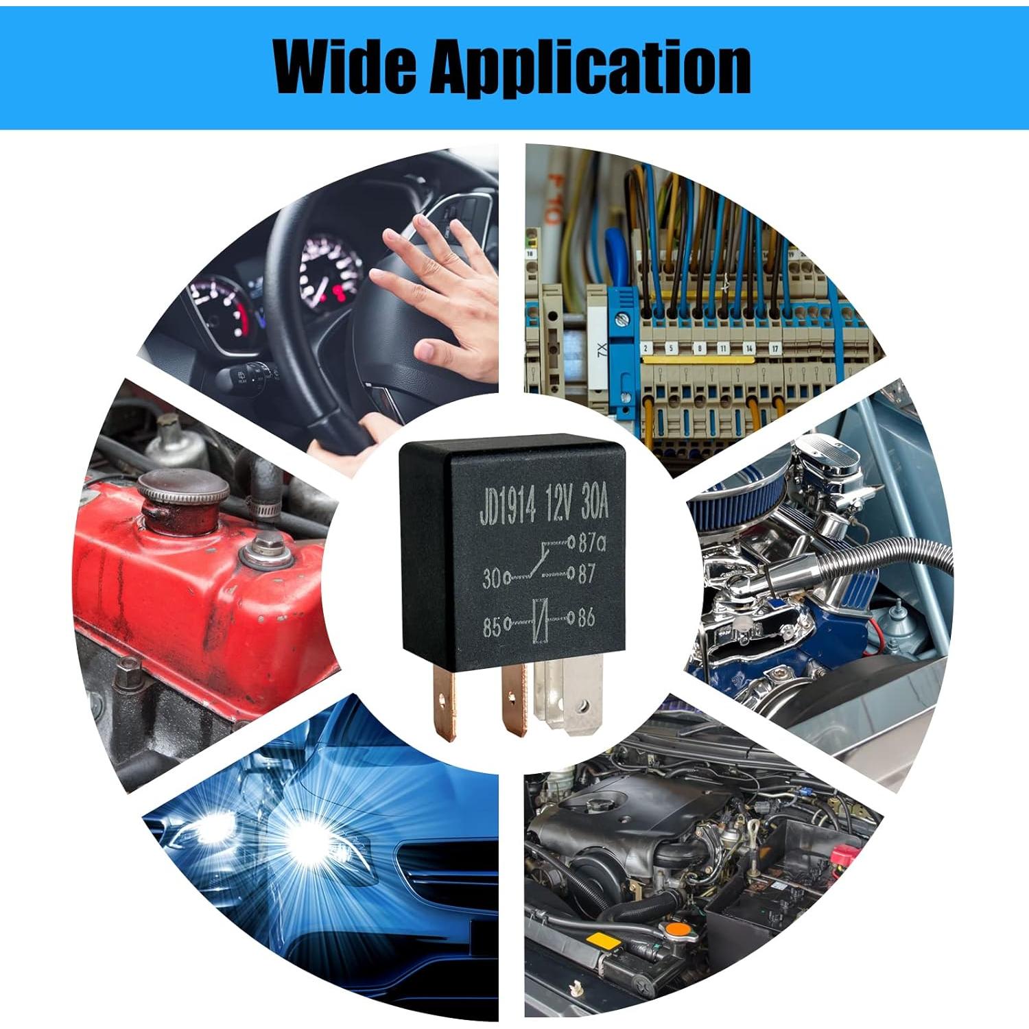 4 Relés de 5 Pines 12V 30A Kalmaegee para Automóvil