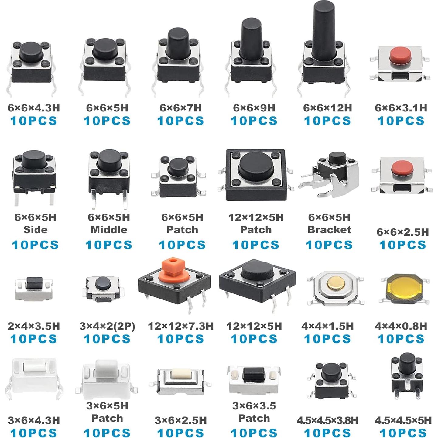 Kit de 240 Interruptores Táctiles QTEATAK JF-0004-02