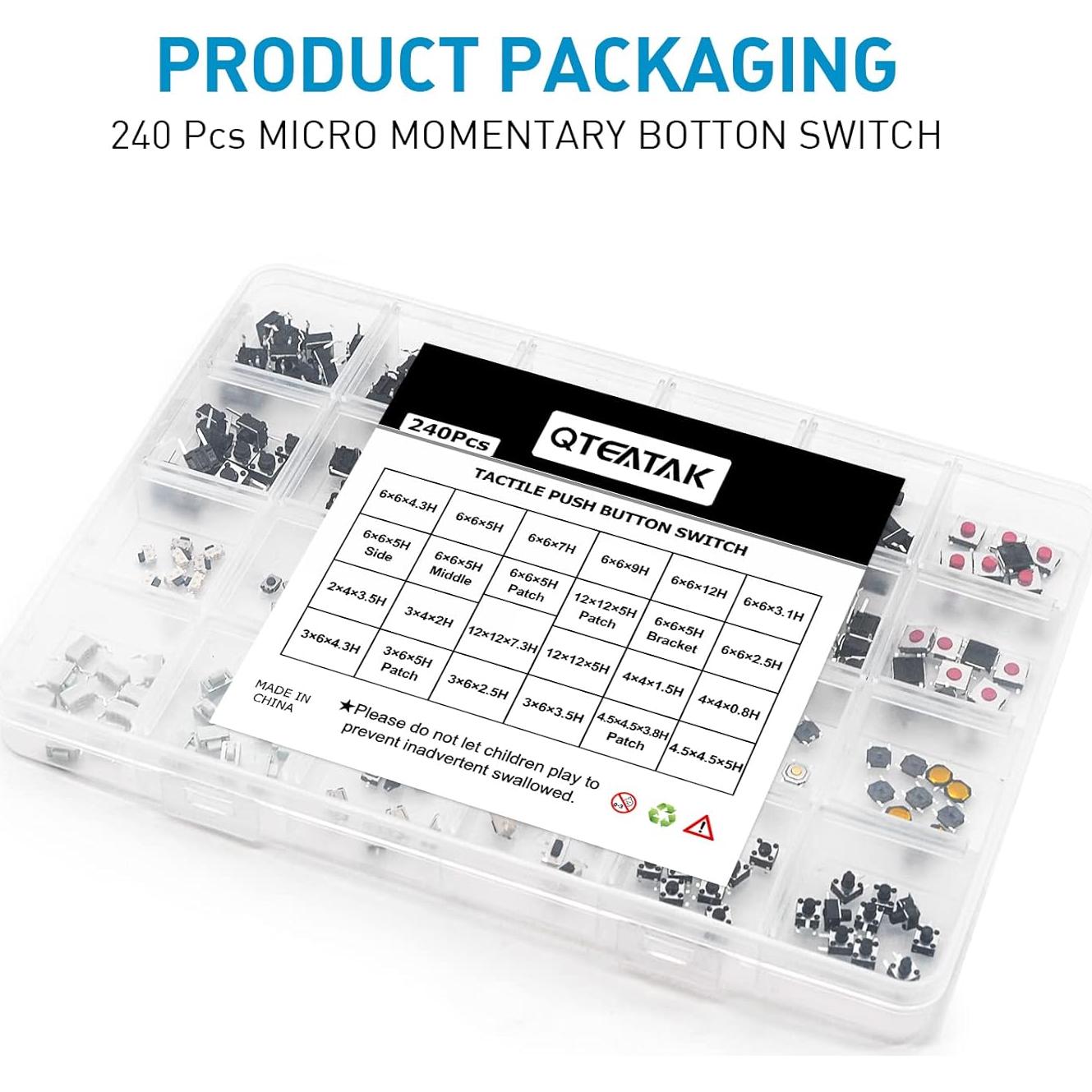 Kit de 240 Interruptores Táctiles QTEATAK JF-0004-02