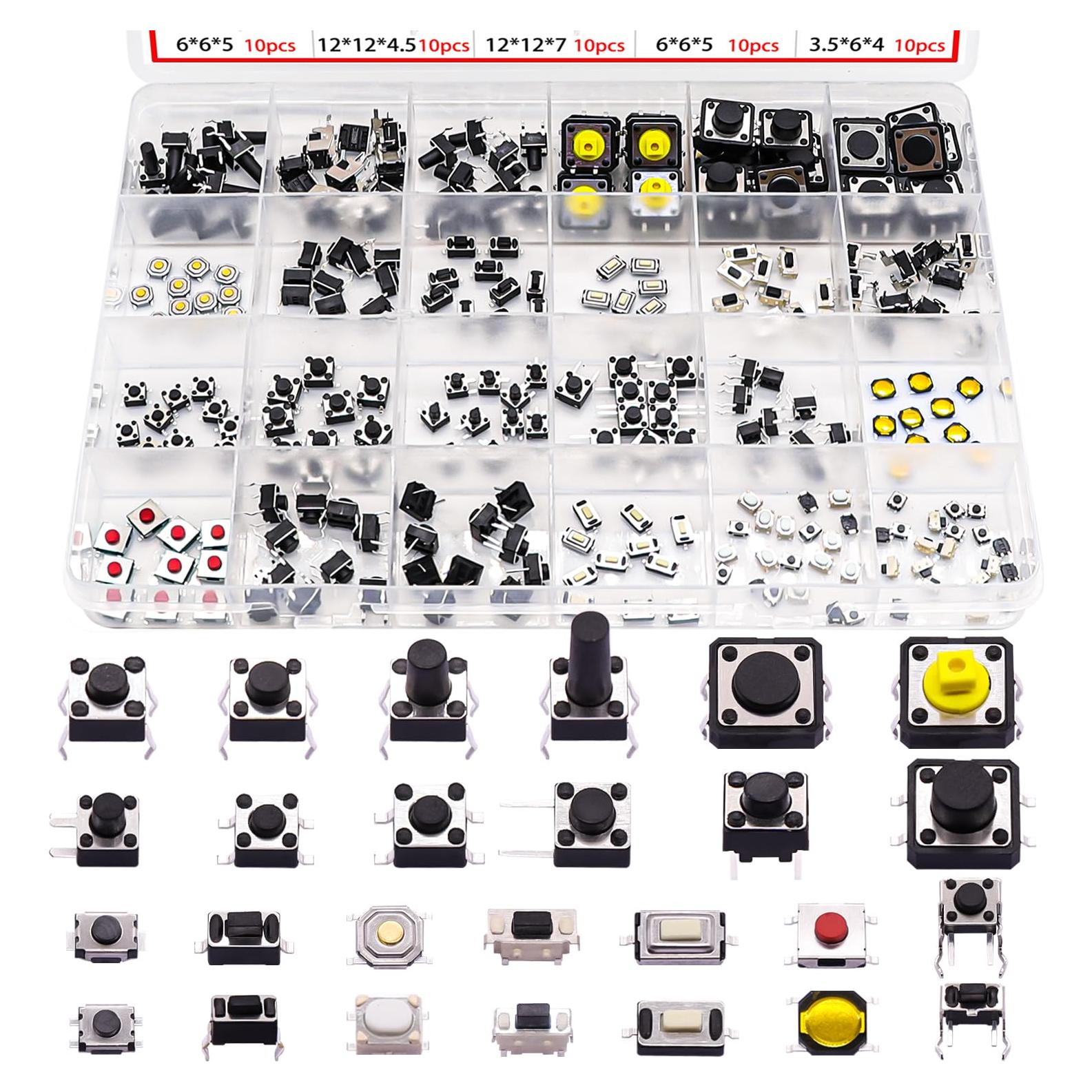 Kit de 260 Micro Interruptores Táctiles TWTADE - 26 Valores