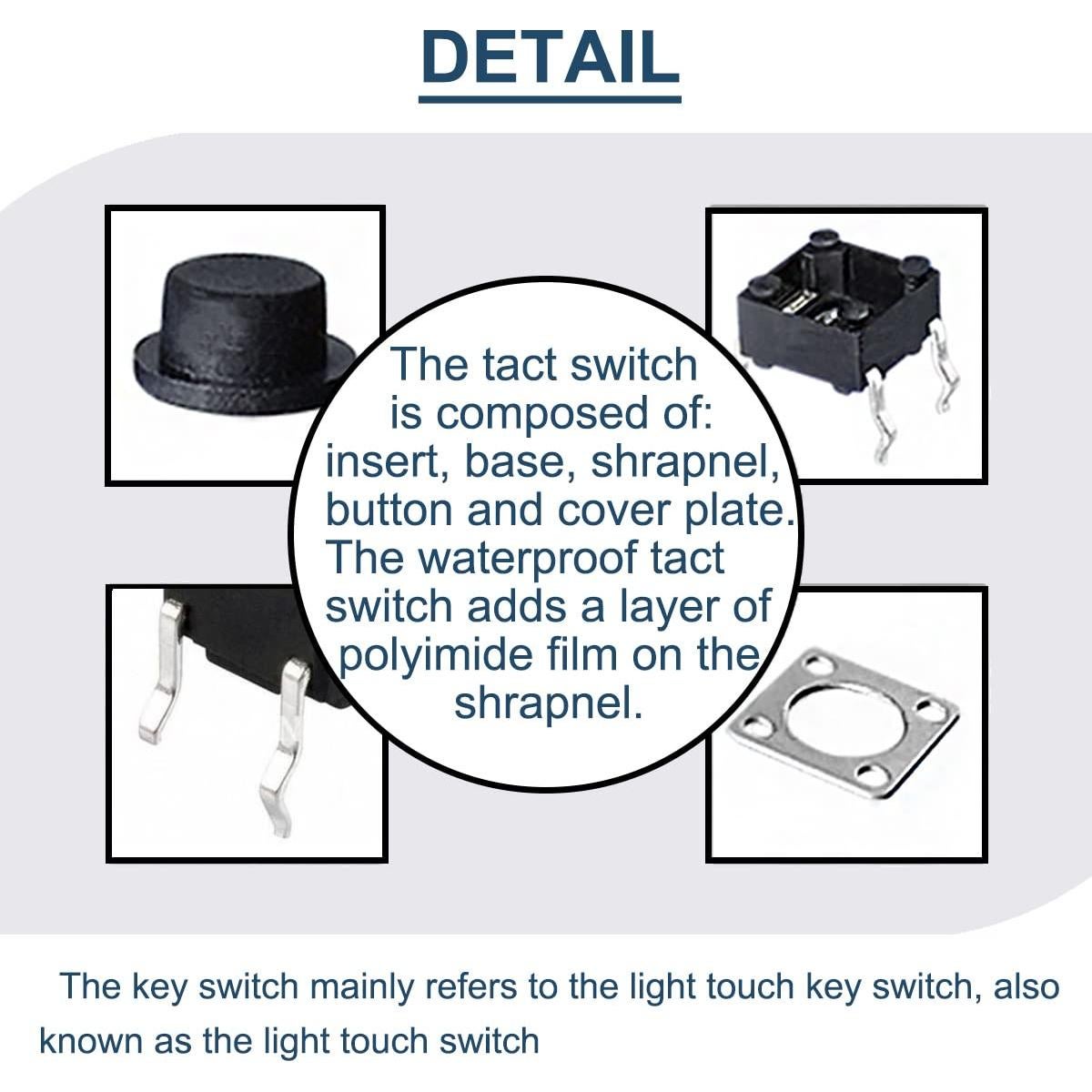 Interruptor Táctil Momentáneo 4 Pines DAOKAI 6x6x5mm - 100 Unidades