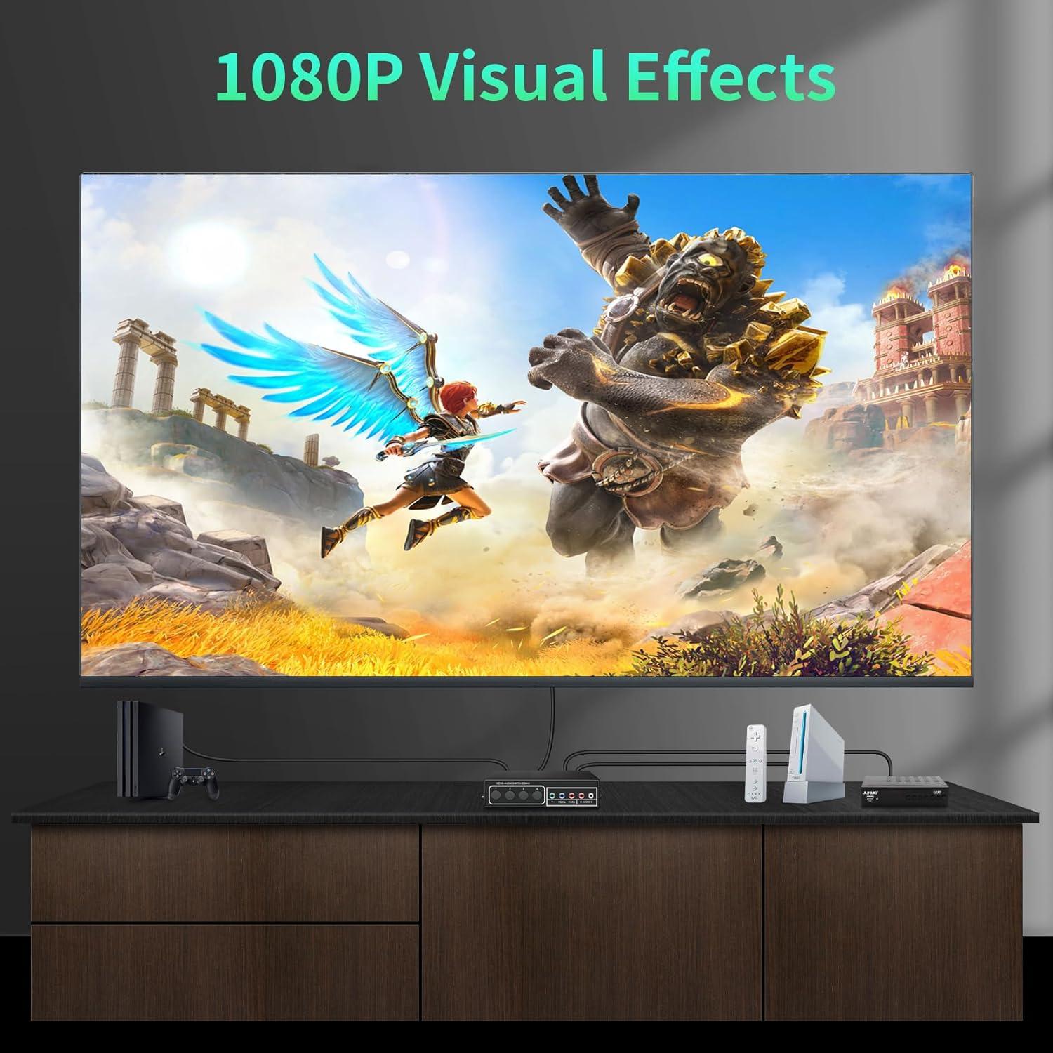 Conmutador AV Componente 4 en 1 LUKFOCAB 1080P RCA