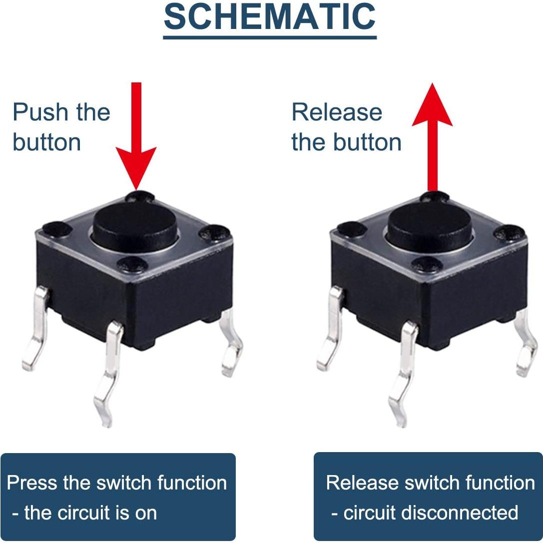 Interruptor Táctil Momentáneo 4 Pines DAOKAI 6x6x4.3mm 100PCS