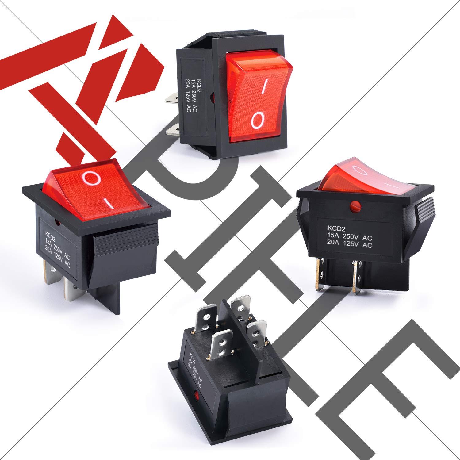 Interruptor Rocker APIELE KCD2-201N Rojo 2 Posiciones ON/OFF