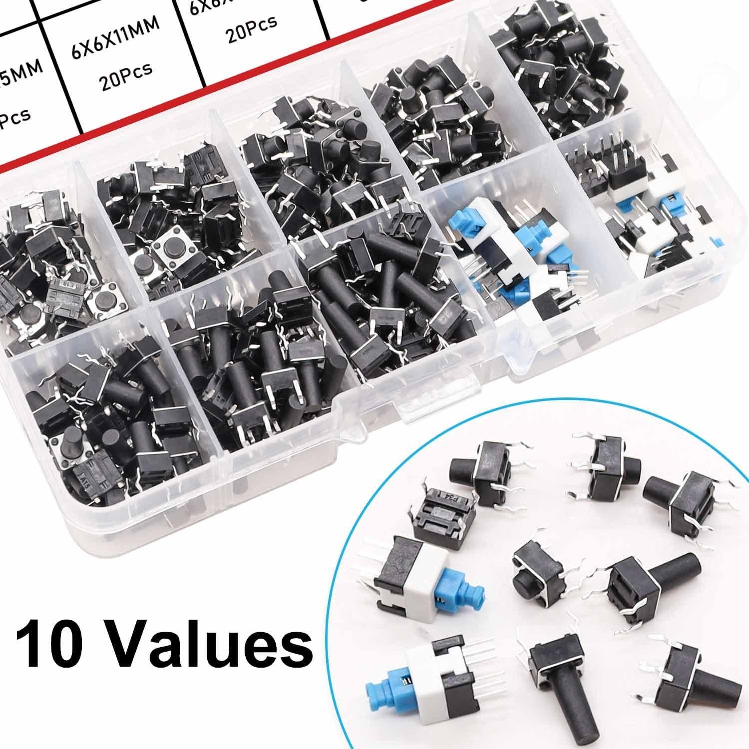 Kit de Interruptores Táctiles Momentáneos 202Pcs TWTADE
