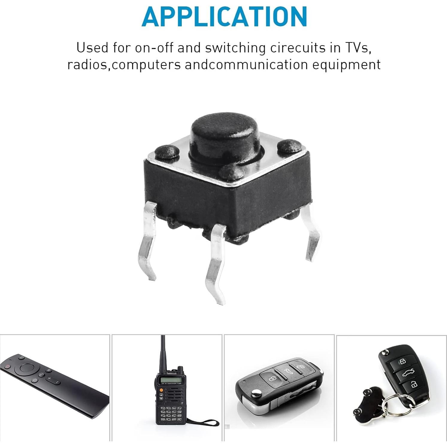 Interruptor Táctil Momentáneo QTEATAK 120 Pcs DIP 4 Pines 6x6x5mm