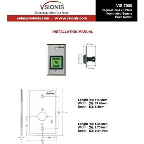 Botón de salida Visionis VIS-7000 verde acero inoxidable LED