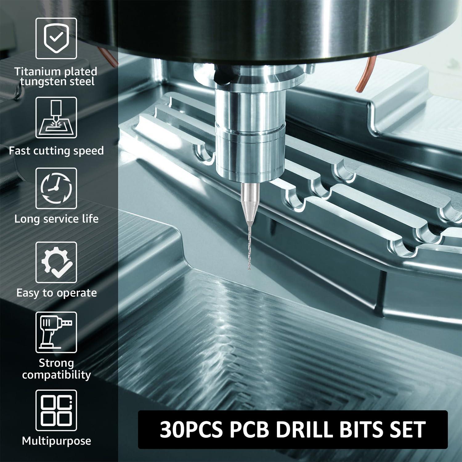 Juego de 40 Brocas Micro PCB FAURAPMNG 0.1mm-1mm Carburo
