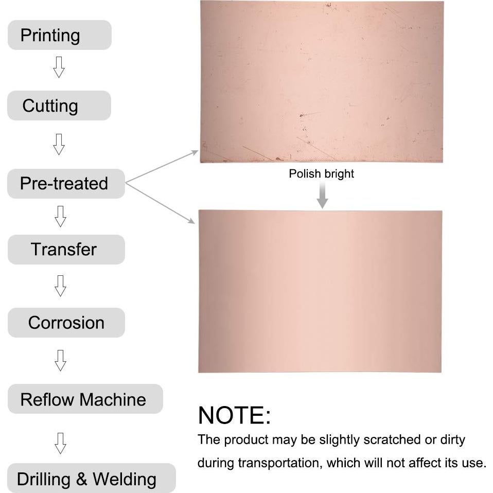Placa de Circuito PCB Doble Cara uxcell 100x70mm 1.5mm 10pcs